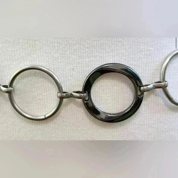 Silver Tone Gun Metal Gray Circle Chain Link - Picture 4 of 12